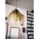 凸凹のガラスシェードがレトロでお洒落なペンダントライト アンバー/グリーン/クリア 送料無料【Turku Pendant Light】8,316円