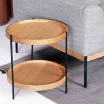 無垢材を使用したシンプルで美しい佇まいが◎2枚の丸い板がお洒落な円形サイドテーブル「HUMLA end table」48,400円～
